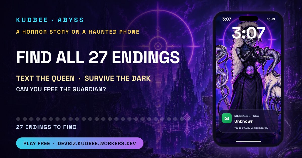Kudbee Abyss share card: FIND ALL 27 ENDINGS